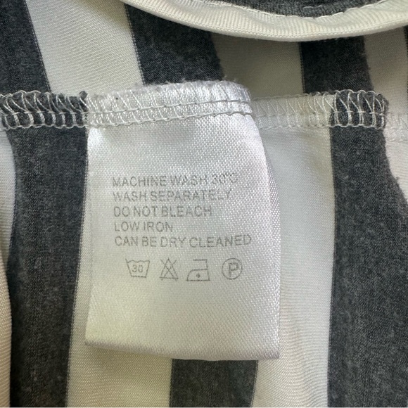 Merry Fun Womens Medium Cardigan Open Striped Long Sleeve Shirt Charcoal White - Picture 4 of 6